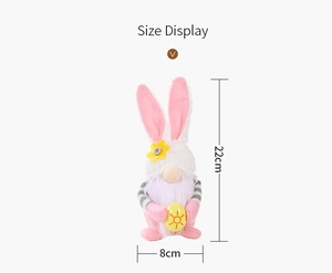 Easter gnome plush doll with pink bunny ears holding egg size dimensions 22cm x 8cm