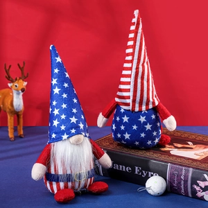 Patriotic Independence Day gnome dolls with star and stripe patterns in red white and blue