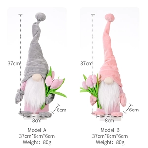 Tulip gnome plush dolls for Mother's Day and home window decor, 37cm tall set