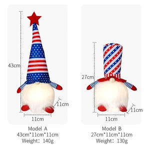 Detailed size and weight specs for patriotic light-up Independence Day gnomes
