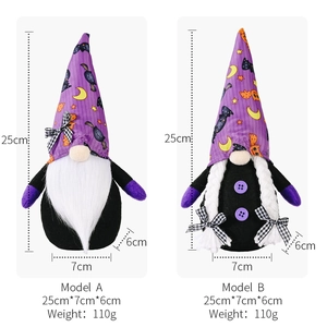 Halloween purple gnome set with bat patterns and 25cm height product specifications