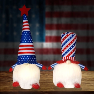 LED Glowing Independence Day Gnome Plush Doll USA Flag Patriotic Rudolph Faceless Doll For 4th Of July Home Party Decoration Gift
