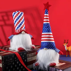 Patriotic July 4th luminous gnomes with American flag star and stripes design