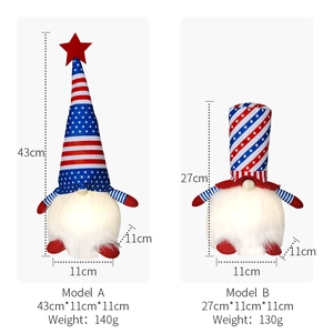 LED Independence Day gnomes with American flag patterns in two styles and sizes