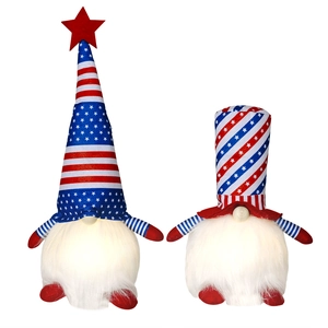 Patriotic USA Independence Day glowing gnomes with red white and blue LED lighting