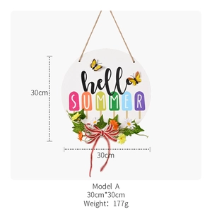 Panneau de porte Hello Summer en bois de 30cm avec motifs glace et nœud floral