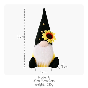 Harvest festival sunflower gnome plush doll with bee decor and dimensions for gift