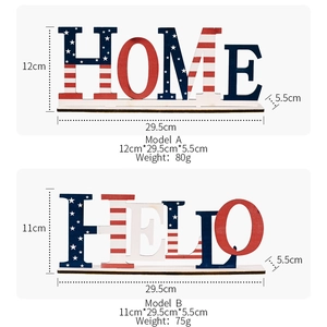 Signes HOME et HELLO en bois patriotiques avec design de drapeau américain et étoiles