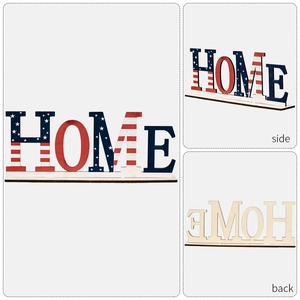 Vues avant et arrière des lettres HOME en bois drapeau américain pour décoration du 4 juillet