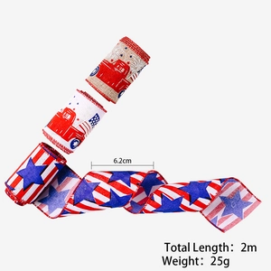 Ruban de 6,2 cm pour la fête de l'indépendance avec camion rouge et motifs étoiles