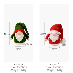 Christmas knitted gnomes set in red and green with festive bells and pom-poms decor