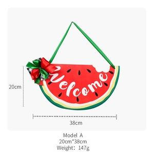Watermelon wooden welcome sign with bow decoration for summer home door hanging