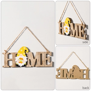 Mehrere Ansichten des HOME-Wandschilds aus Holz mit Zwerg und austauschbarem O-Detail