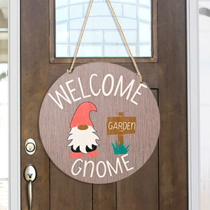 Welcome Gnome Wooden Garden Door Sign Christmas Rudolf Ornament For Outdoor Home Porch Wall Decor Hanging Plaque