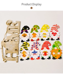 Austauschbares HOME-Schild aus Holz mit 8 saisonalen Gnomen für die Wanddekoration