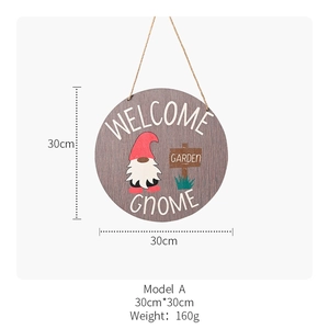 Wooden Christmas gnome door sign with Welcome Gnome text for garden and home decor