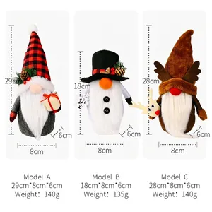 Christmas faceless gnome figurines with gift boxes and reindeer antlers 3-piece set