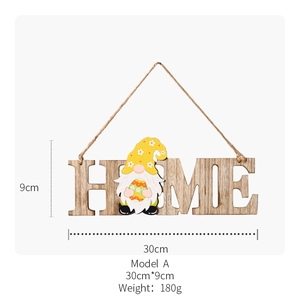 HOME Türschild aus Holz mit Osterwichtel, dekorative Hängeplakette für Haustüren 30x9cm