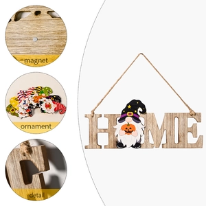 HOME Türschild aus Holz mit austauschbaren magnetischen Wichtelfiguren für Wanddekoration