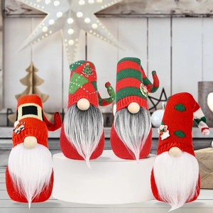 Christmas Gnome Ornaments Knitted Hat Faceless Doll Rudolph Figurine Plush Toy Home Holiday Decor Xmas Gift Ornaments