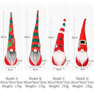 Set of four Christmas gnomes in various knitted hats and plush grey beards for holiday decor