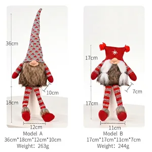 Christmas knitted gnome ornaments with long legs and Rudolf faceless doll design