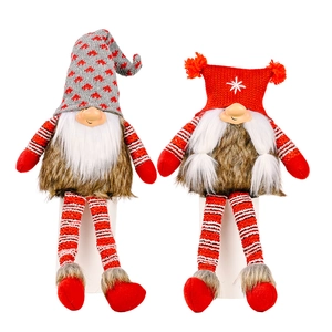 Christmas faceless gnome doll set with knitted hats and long striped legs for home decor