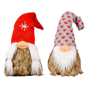 Christmas gnome set with knitted hats and long plush beards for holiday home decoration