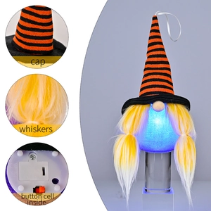 Διακοσμητικό ξωτικό Halloween με φωτιζόμενο μπλε σώμα και πορτοκαλί ριγέ καπέλο