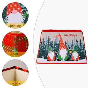 Foldable Christmas tree box base with gnome print and Merry Christmas text
