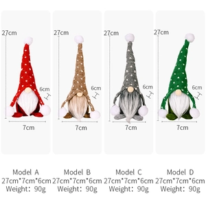 Set of four 27cm knitted Christmas gnomes in red, brown, grey and green festive colors