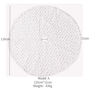 White 116cm Christmas tree skirt featuring silver sequin star patterns and 11cm inner hole