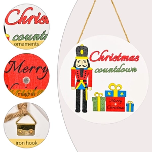 Christmas countdown wooden nutcracker door sign with magnetic gift boxes and hanging rope