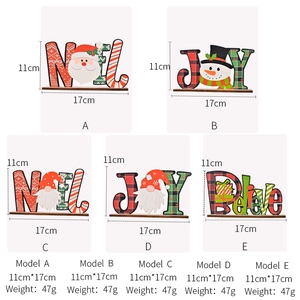 Décorations de Noël en bois pour table avec inscriptions Noel, Joy et Believe et motifs nains