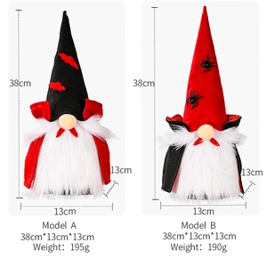 Halloween-Zwerge im Vampir-Design mit 38cm Höhenangaben und weichen Plüschdetails