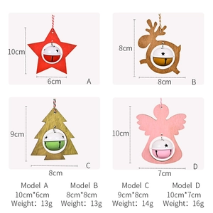 Christmas non-woven wooden ornaments set with bells for tree and scene decorations