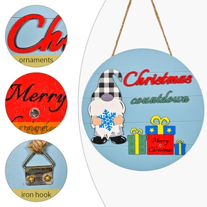 Christmas gnome wooden countdown calendar with magnetic hooks and rustic twine hanger