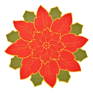 Christmas poinsettia placemat in red and green for festive dining table decoration
