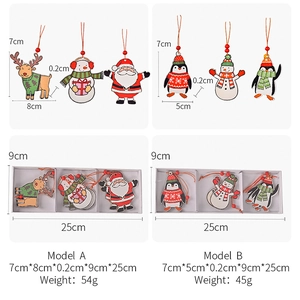 Detailed size and weight dimensions for 6-piece wooden Christmas ornament box sets