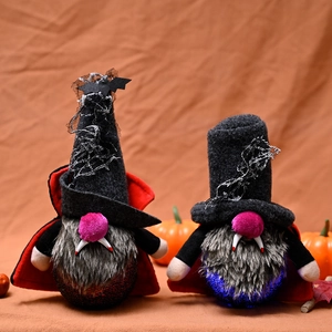 Halloween Vampire Gnome LED Light Up Doll Rudolph Faceless Doll With Vampire Teeth Bat Spider Web Ornament For Party Home Decor