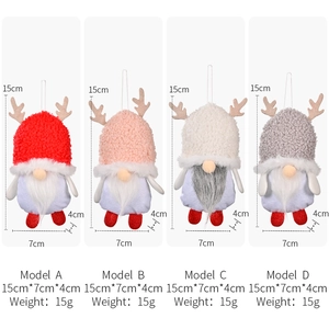 Christmas plush gnomes ornaments set with lamb wool hats and reindeer antlers decorations