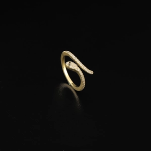 Modischer Schlangenring aus 18K vergoldetem Kupfer mit Mikro-Pave-Zirkonia-Besatz