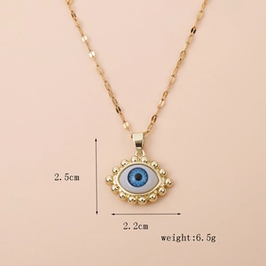 Detailed size specifications for the 18K gold plated evil eye pendant necklace
