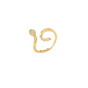 Modischer Schlangenring 18K Gold mit Zirkon-Mikrofassung und verstellbarer offener Schiene