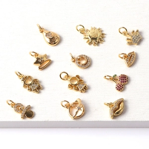 Copper Gold Plated Zircon Lips Smile Face Charms Pendants For DIY Jewelry Making Earring Pendant Craft Accessories