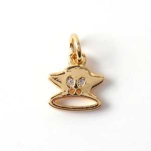 Gold-plated Grogu character charm with sparkling zircon eyes for DIY jewelry making