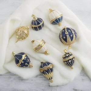 Vintage-Anhänger Im Fabergé-Stil Heißluftballon Ei Kupfer Emaille Zirkon Vergoldet DIY-Schmuckherstellung Halsketten