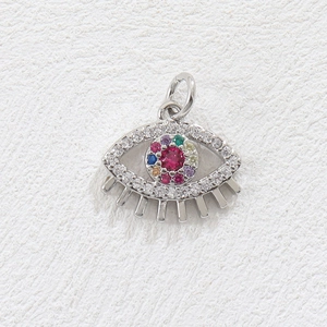 18k gold plated evil eye pendant with colorful gemstones and white zircon inlays