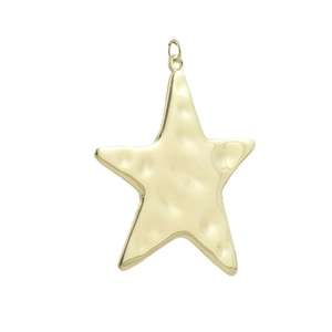 Detail of 18k gold plated star pendant with hammered texture for DIY jewelry making