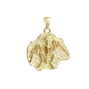 Retro 18k gold plated dinosaur fossil skeleton pendant with bat bone design on rock texture
